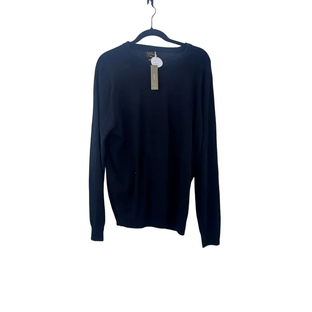 J. Crew Men's Cashmere Crewneck Sweater Long Sleeves Black Size Medium NWT